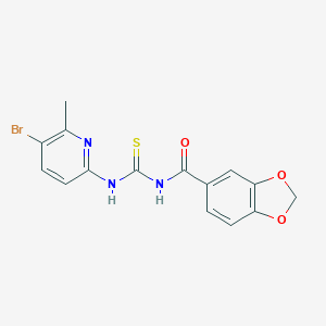 molecular formula C15H12BrN3O3S B278360 N-[(5-bromo-6-methylpyridin-2-yl)carbamothioyl]-1,3-benzodioxole-5-carboxamide 