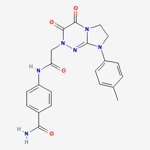 molecular formula C21H20N6O4 B2783604 4-(2-(3,4-dioxo-8-(p-tolyl)-3,4,7,8-tetrahydroimidazo[2,1-c][1,2,4]triazin-2(6H)-yl)acetamido)benzamide CAS No. 941997-00-8
