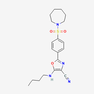 molecular formula C20H26N4O3S B2783605 2-(4-(氮杂环庚烷-1-基磺酰)苯基)-5-(丁基氨基)噁唑-4-碳腈 CAS No. 940998-88-9