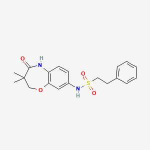 molecular formula C19H22N2O4S B2783616 N-(3,3-dimethyl-4-oxo-2,3,4,5-tetrahydrobenzo[b][1,4]oxazepin-8-yl)-2-phenylethanesulfonamide CAS No. 922021-81-6