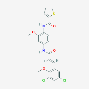 N-(4-{[(2E)-3-(3,5-dichloro-2-methoxyphenyl)prop-2-enoyl]amino}-2-methoxyphenyl)thiophene-2-carboxamide