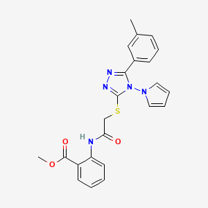 molecular formula C23H21N5O3S B2783707 methyl 2-[({[5-(3-methylphenyl)-4-(1H-pyrrol-1-yl)-4H-1,2,4-triazol-3-yl]sulfanyl}acetyl)amino]benzoate CAS No. 886930-41-2