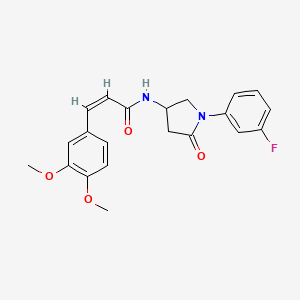 molecular formula C21H21FN2O4 B2783733 (Z)-3-(3,4-dimethoxyphenyl)-N-(1-(3-fluorophenyl)-5-oxopyrrolidin-3-yl)acrylamide CAS No. 896290-30-5