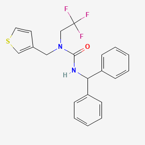 molecular formula C21H19F3N2OS B2783750 3-苄基二苯甲基-1-(噻吩-3-基甲基)-1-(2,2,2-三氟乙基)脲 CAS No. 1234866-91-1