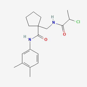 molecular formula C18H25ClN2O2 B2783758 1-[(2-Chloropropanoylamino)methyl]-N-(3,4-dimethylphenyl)cyclopentane-1-carboxamide CAS No. 2411198-84-8