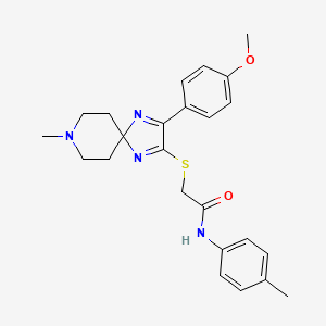 molecular formula C24H28N4O2S B2783768 2-((3-(4-甲氧基苯基)-8-甲基-1,4,8-三氮杂螺[4.5]癸-1,3-二烯-2-基)硫基)-N-(对甲苯基)乙酰胺 CAS No. 1189430-01-0