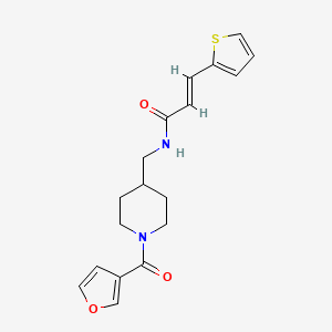 molecular formula C18H20N2O3S B2783771 (E)-N-((1-(furan-3-carbonyl)piperidin-4-yl)methyl)-3-(thiophen-2-yl)acrylamide CAS No. 1396891-38-5