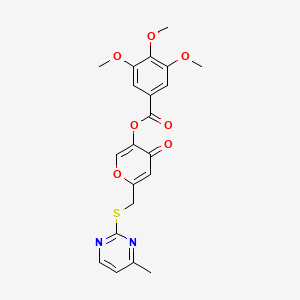 molecular formula C21H20N2O7S B2783781 6-(((4-甲基嘧啶-2-基)硫基)甲基)-4-酮-4H-吡喃-3-基 3,4,5-三甲氧基苯甲酸酯 CAS No. 877636-02-7