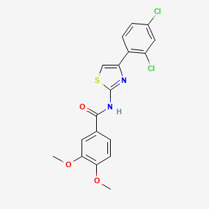 molecular formula C18H14Cl2N2O3S B2783786 N-[4-(2,4-二氯苯基)-1,3-噻唑-2-基]-3,4-二甲氧基苯甲酰胺 CAS No. 477568-84-6