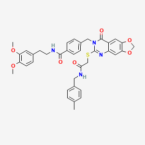 B2783802 N-(3,4-dimethoxyphenethyl)-4-((6-((2-((4-methylbenzyl)amino)-2-oxoethyl)thio)-8-oxo-[1,3]dioxolo[4,5-g]quinazolin-7(8H)-yl)methyl)benzamide CAS No. 688062-40-0