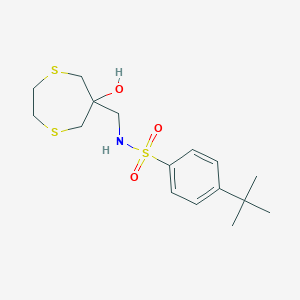 B2783808 4-Tert-butyl-N-[(6-hydroxy-1,4-dithiepan-6-yl)methyl]benzenesulfonamide CAS No. 2415603-98-2