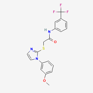 molecular formula C19H16F3N3O2S B2783809 2-[1-(3-甲氧基苯基)咪唑-2-基]硫代-N-[3-(三氟甲基)苯基]乙酰胺 CAS No. 851132-50-8