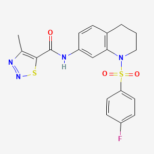molecular formula C19H17FN4O3S2 B2783810 N-(1-((4-氟苯基)磺酰)-1,2,3,4-四氢喹啉-7-基)-4-甲基-1,2,3-噻二唑-5-甲酰胺 CAS No. 1209366-00-6
