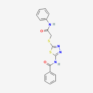 molecular formula C17H14N4O2S2 B2783817 N-(5-((2-氧代-2-(苯基氨基)乙基)硫基)-1,3,4-噻二唑-2-基)苯甲酰胺 CAS No. 389083-76-5