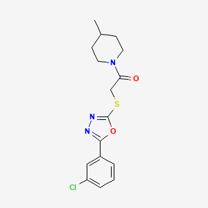 molecular formula C16H18ClN3O2S B2783838 1-({[5-(3-Chlorophenyl)-1,3,4-oxadiazol-2-yl]thio}acetyl)-4-methylpiperidine CAS No. 850937-52-9