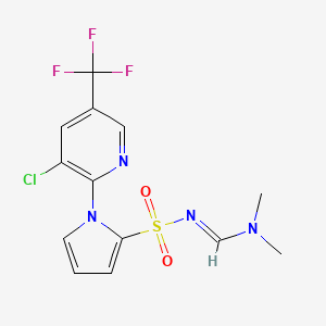 molecular formula C13H12ClF3N4O2S B2783840 1-[3-chloro-5-(trifluoromethyl)-2-pyridinyl]-N-[(dimethylamino)methylene]-1H-pyrrole-2-sulfonamide CAS No. 338406-54-5