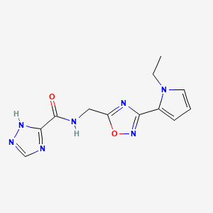 molecular formula C12H13N7O2 B2783843 N-((3-(1-ethyl-1H-pyrrol-2-yl)-1,2,4-oxadiazol-5-yl)methyl)-1H-1,2,4-triazole-5-carboxamide CAS No. 2034409-98-6