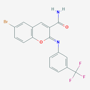 (2Z)-6-bromo-2-{[3-(trifluoromethyl)phenyl]imino}-2H-chromene-3-carboxamide