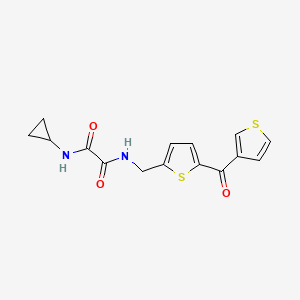 molecular formula C15H14N2O3S2 B2783868 N1-环丙基-N2-((5-(噻吩-3-甲酰)噻吩-2-基)甲基)草酰胺 CAS No. 1797964-91-0