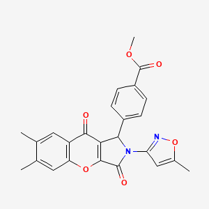 molecular formula C25H20N2O6 B2783885 甲基4-(6,7-二甲基-2-(5-甲基异噁唑-3-基)-3,9-二氧代-1,2,3,9-八氢色素并[2,3-c]吡咯-1-基)苯甲酸酯 CAS No. 874395-84-3