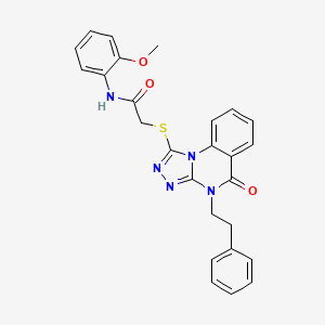 molecular formula C26H23N5O3S B2783913 N-(2-methoxyphenyl)-2-((5-oxo-4-phenethyl-4,5-dihydro-[1,2,4]triazolo[4,3-a]quinazolin-1-yl)thio)acetamide CAS No. 1111020-64-4