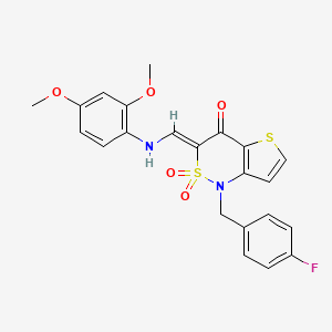 molecular formula C22H19FN2O5S2 B2783915 (3Z)-3-{[(2,4-dimethoxyphenyl)amino]methylene}-1-(4-fluorobenzyl)-1H-thieno[3,2-c][1,2]thiazin-4(3H)-one 2,2-dioxide CAS No. 894681-89-1