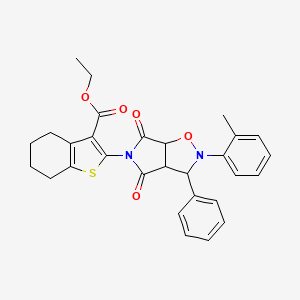 molecular formula C29H28N2O5S B2783924 ethyl 2-(4,6-dioxo-3-phenyl-2-(o-tolyl)tetrahydro-2H-pyrrolo[3,4-d]isoxazol-5(3H)-yl)-4,5,6,7-tetrahydrobenzo[b]thiophene-3-carboxylate CAS No. 1005086-20-3