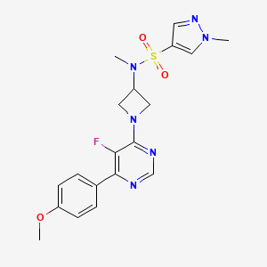 N-[1-[5-Fluoro-6-(4-methoxyphenyl)pyrimidin-4-yl]azetidin-3-yl]-N,1-dimethylpyrazole-4-sulfonamide