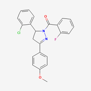 molecular formula C23H18ClFN2O2 B2783962 5-(2-chlorophenyl)-1-(2-fluorobenzoyl)-3-(4-methoxyphenyl)-4,5-dihydro-1H-pyrazole CAS No. 394231-09-5