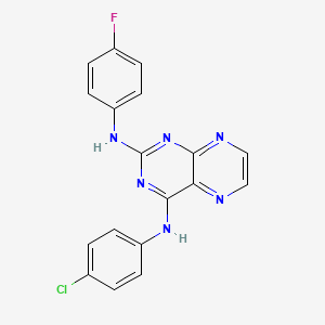 molecular formula C18H12ClFN6 B2783976 N4-(4-chlorophenyl)-N2-(4-fluorophenyl)pteridine-2,4-diamine CAS No. 946348-18-1