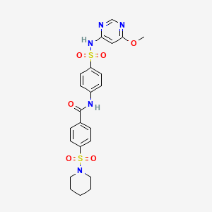 molecular formula C23H25N5O6S2 B2783994 N-(4-{[(6-methoxy-4-pyrimidinyl)amino]sulfonyl}phenyl)-4-(1-piperidinylsulfonyl)benzamide CAS No. 690650-42-1