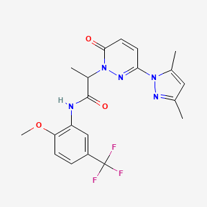 molecular formula C20H20F3N5O3 B2784002 2-(3-(3,5-dimethyl-1H-pyrazol-1-yl)-6-oxopyridazin-1(6H)-yl)-N-(2-methoxy-5-(trifluoromethyl)phenyl)propanamide CAS No. 1334372-17-6