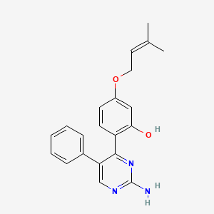 B2784003 2-(2-Amino-5-phenylpyrimidin-4-yl)-5-((3-methylbut-2-en-1-yl)oxy)phenol CAS No. 903188-96-5