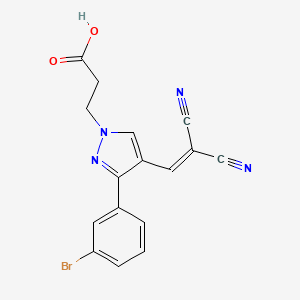 molecular formula C16H11BrN4O2 B2784004 3-[3-(3-bromophenyl)-4-(2,2-dicyanoethenyl)pyrazol-1-yl]propanoic Acid CAS No. 882223-58-7