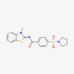 molecular formula C19H19N3O3S2 B2784020 N-(3-methyl-1,3-benzothiazol-2-ylidene)-4-pyrrolidin-1-ylsulfonylbenzamide CAS No. 325987-73-3