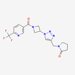 1-((1-(1-(6-(trifluoromethyl)nicotinoyl)azetidin-3-yl)-1H-1,2,3-triazol-4-yl)methyl)pyrrolidin-2-one