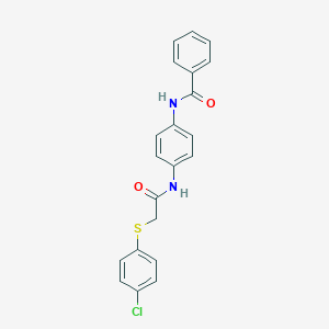 molecular formula C21H17ClN2O2S B278404 N-[4-({[(4-chlorophenyl)sulfanyl]acetyl}amino)phenyl]benzamide 