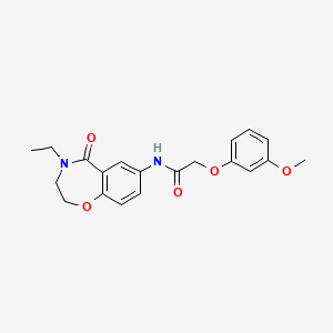 molecular formula C20H22N2O5 B2784040 N-(4-ethyl-5-oxo-2,3,4,5-tetrahydrobenzo[f][1,4]oxazepin-7-yl)-2-(3-methoxyphenoxy)acetamide CAS No. 922128-78-7