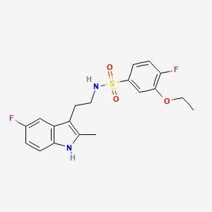 molecular formula C19H20F2N2O3S B2784042 3-乙氧基-4-氟代-N-[2-(5-氟-2-甲基-1H-吲哚-3-基)乙基]苯磺酰胺 CAS No. 727420-73-7