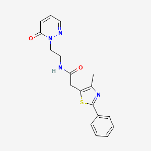 molecular formula C18H18N4O2S B2784043 2-(4-methyl-2-phenylthiazol-5-yl)-N-(2-(6-oxopyridazin-1(6H)-yl)ethyl)acetamide CAS No. 1219901-71-9