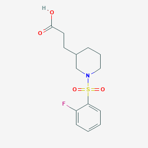 molecular formula C14H18FNO4S B2784045 3-{1-[(2-Fluorophenyl)sulfonyl]-3-piperidyl}propanoic acid CAS No. 1305236-85-4