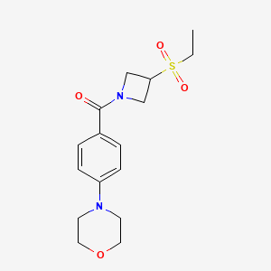 molecular formula C16H22N2O4S B2784046 (3-(乙基磺酰)氮杂双环[3.2.1]辛-1-基)(4-吗啉基苯基)甲酮 CAS No. 2034393-34-3