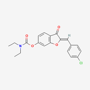 molecular formula C20H18ClNO4 B2784048 (Z)-2-(4-chlorobenzylidene)-3-oxo-2,3-dihydrobenzofuran-6-yl diethylcarbamate CAS No. 623116-36-9