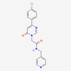 molecular formula C18H15ClN4O2 B2784056 2-(4-(4-chlorophenyl)-6-oxopyrimidin-1(6H)-yl)-N-(pyridin-4-ylmethyl)acetamide CAS No. 1207045-22-4