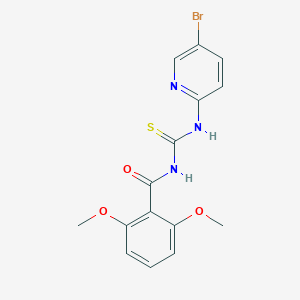 molecular formula C15H14BrN3O3S B278406 N-[(5-bromopyridin-2-yl)carbamothioyl]-2,6-dimethoxybenzamide 