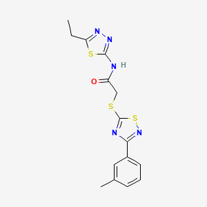 molecular formula C15H15N5OS3 B2784068 N-(5-ethyl-1,3,4-thiadiazol-2-yl)-2-[[3-(3-methylphenyl)-1,2,4-thiadiazol-5-yl]sulfanyl]acetamide CAS No. 864918-28-5