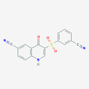 molecular formula C17H9N3O3S B2784069 3-((3-氰基苯基)磺酰)-4-氧代-1,4-二氢喹啉-6-碳腈 CAS No. 1019153-21-9