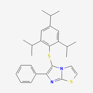 molecular formula C26H30N2S2 B2784078 6-Phenyl-5-((2,4,6-triisopropylphenyl)thio)imidazo[2,1-b]thiazole CAS No. 397278-85-2