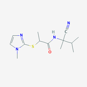 molecular formula C13H20N4OS B2784080 N-(1-cyano-1,2-dimethylpropyl)-2-[(1-methyl-1H-imidazol-2-yl)sulfanyl]propanamide CAS No. 1180627-50-2