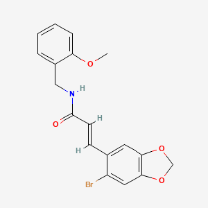 molecular formula C18H16BrNO4 B2784081 (E)-3-(6-bromo-1,3-benzodioxol-5-yl)-N-(2-methoxybenzyl)-2-propenamide CAS No. 1164476-09-8